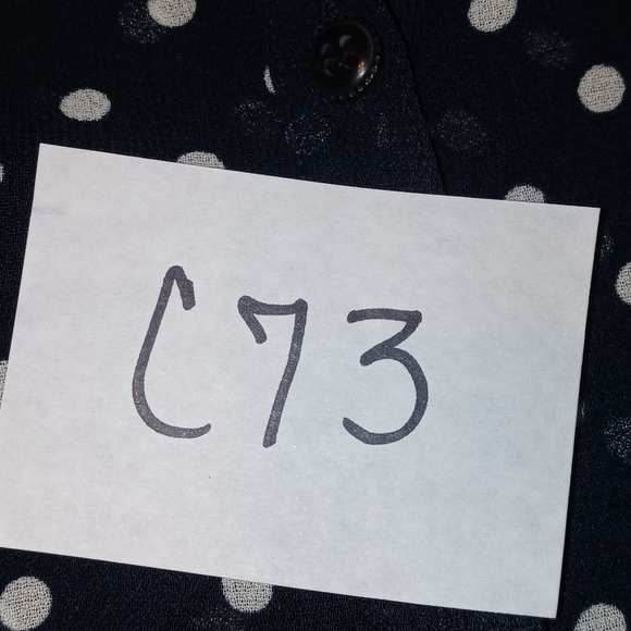 Emma James Blouse Sheer Blue White Polka Dots Size 14 - Picture 2 of 9